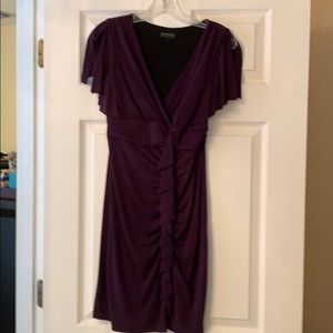 Enfocus Plum Purple Knee Length Short Sleeve Dress